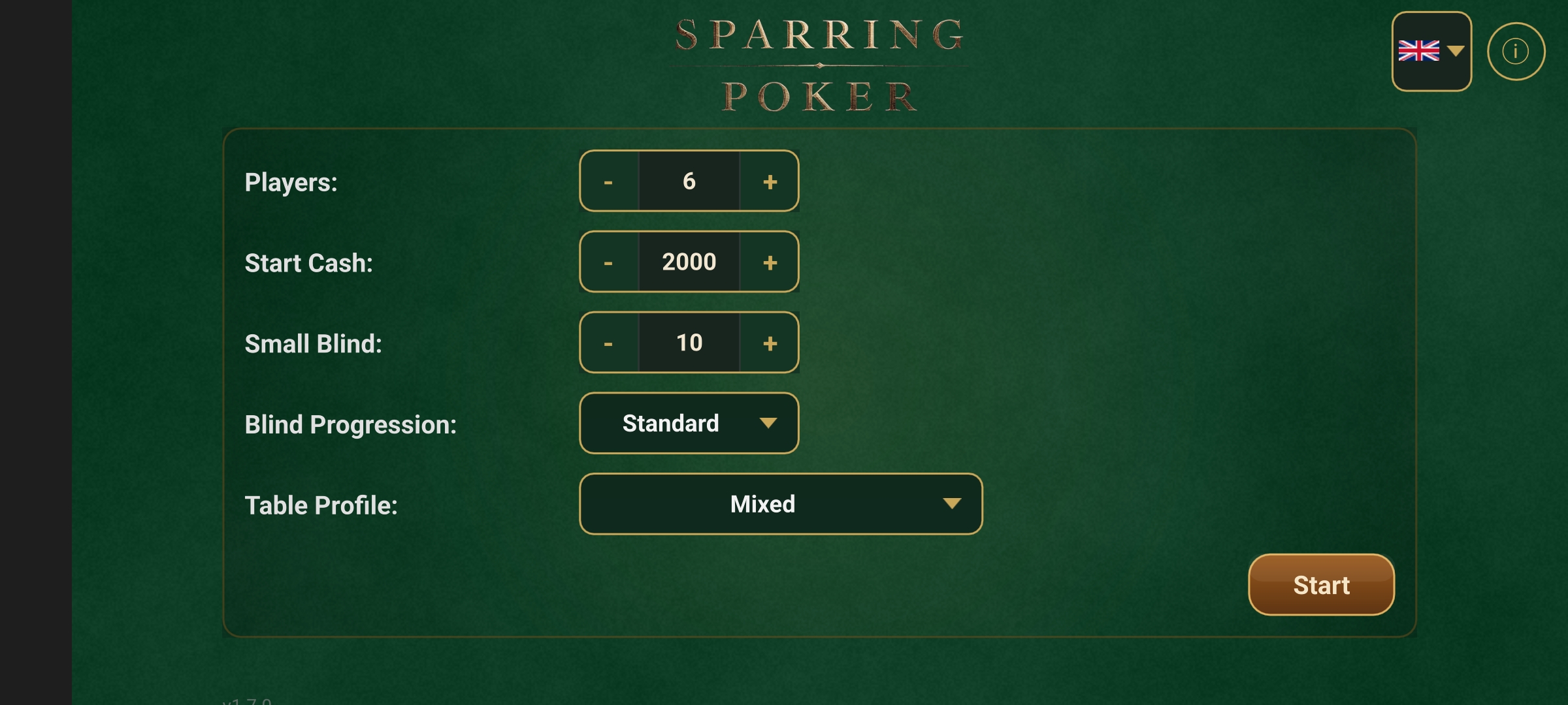 SparringPoker game setup